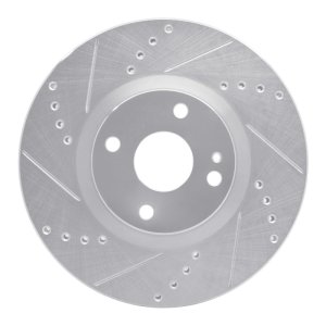 Fiat 124 Spider Brake Rotor (1) - Front Left - R1 Concepts - Drilled & Slotted - Silver - `16-`25